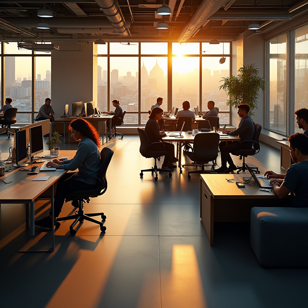 Espacio de coworking mediano con infraestructura de red optimizada