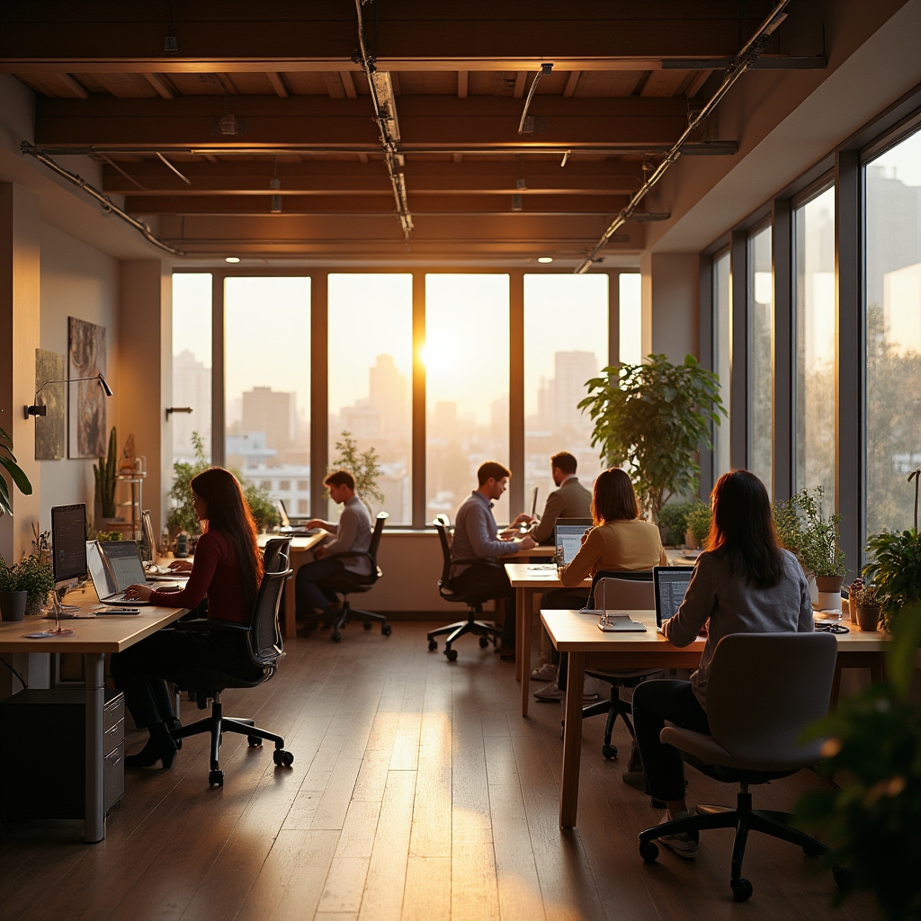 Pequeño espacio de coworking con soluciones tecnológicas integradas